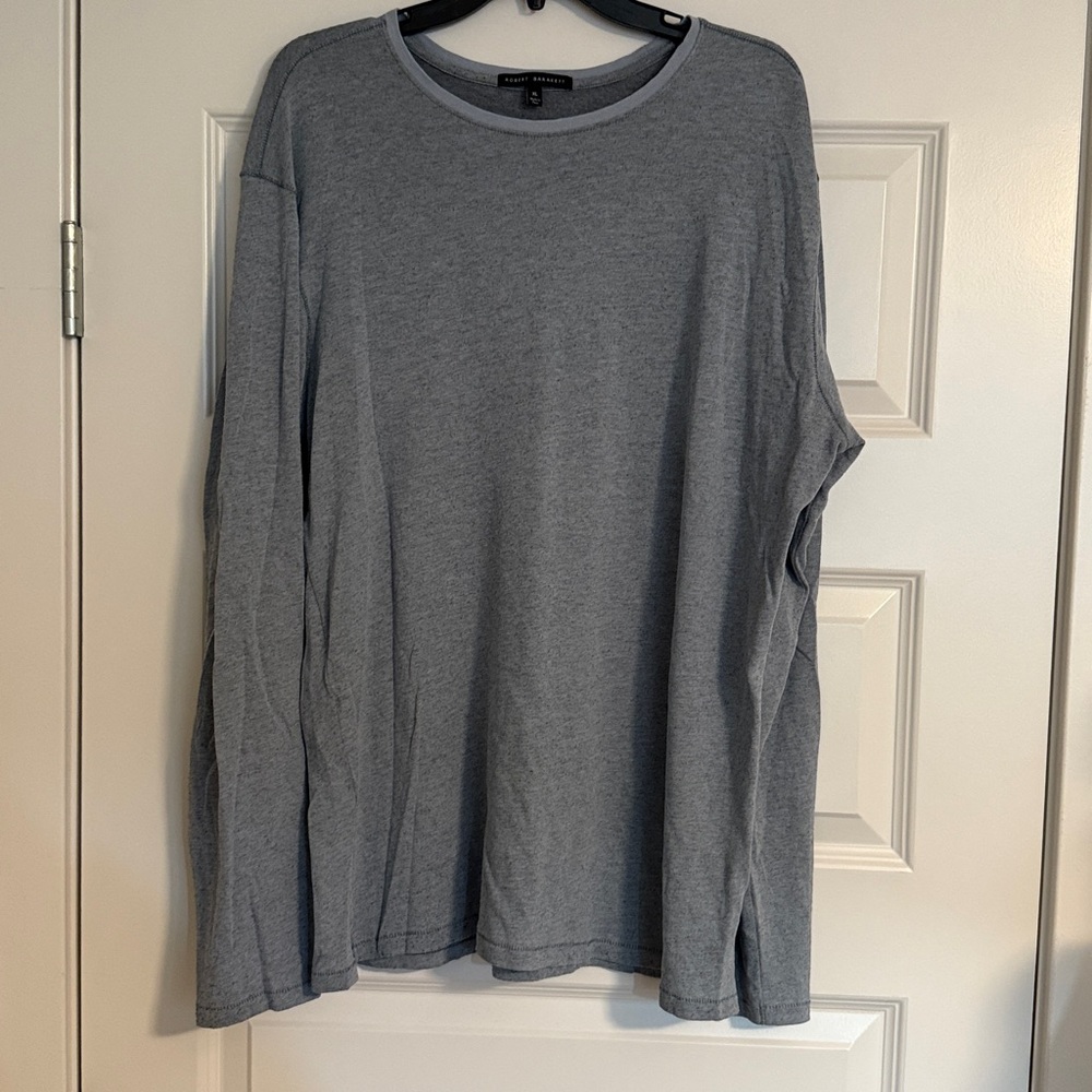 Robert Barakett Light Gray Crew Neck Long Sleeve Shirt